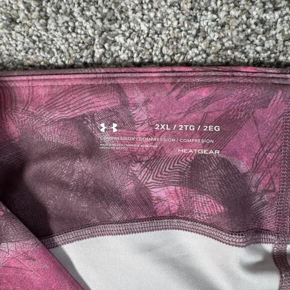 Under Armour HeatGear Compression Leggings Womens 2XL Pink Gray Capri 1328993 - Picture 6 of 12